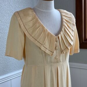 Vtg Carole Little Dress Womens 10 Empire Waist Pleated Collar Y2K Midi 90s Trad